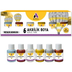 Adel Akrilik Boya Metalik Renkler 6 Renk x 25 ml - 1