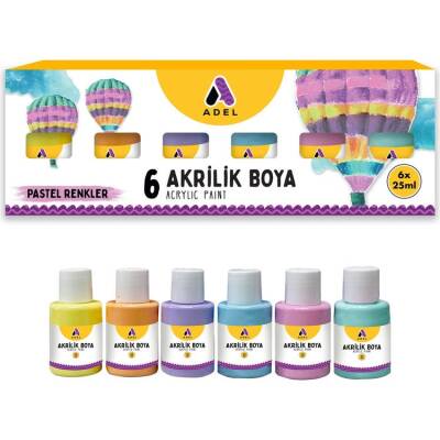 Adel Akrilik Boya Pastel Renkler 6 Renk x 25 ml - 1