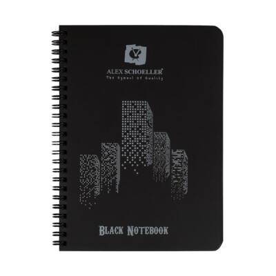 Alex Schoeller Black Notebook A5 Siyah Defter 120 gr. 60 yp. Spiralli - 1