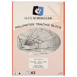 Alex Schoeller Milimetrik Aydınger Blok A3 Kırmızı 90/95 gr. 30 yp. - Alex Schoeller