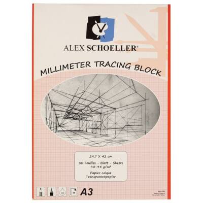 Alex Schoeller Milimetrik Aydınger Blok A3 Kırmızı 90/95 gr. 30 yp. - 1