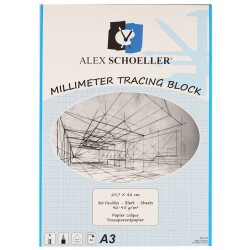 Alex Schoeller Milimetrik Aydınger Blok A3 Mavi 90/95 gr. 30 yp. - Alex Schoeller