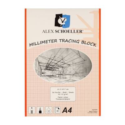 Alex Schoeller Milimetrik Aydınger Blok A4 Kırmızı 90/95 gr. 30 yp. - 1