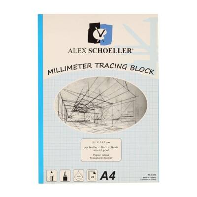 Alex Schoeller Milimetrik Aydınger Blok A4 Mavi 90/95 gr. 30 yp. - 1