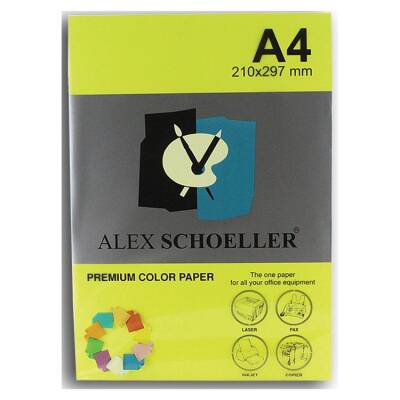 Alex Schoeller Renkli Fotokopi Kağıdı A4 500'lü Paket FOSFORLU SARI ALX-763 - 1