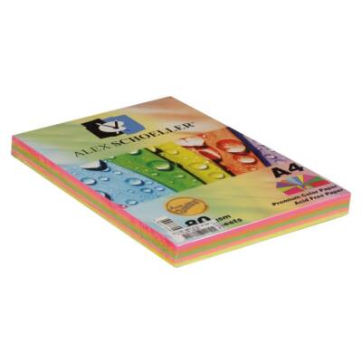 Alex Schoeller Renkli Fotokopi Kağıdı A4 FOSFORLU RENKLER KARIŞIK 250'li Paket - 1