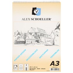 Alex Schoeller Spralli Eskiz Çizim Blok 90 gr. A3 60 Sayfa - 1