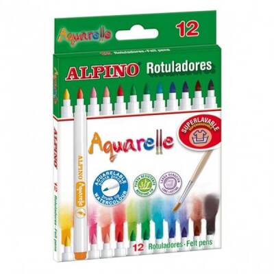 Alpino Aquarelle Fırça Uçlu Keçeli Kalem 12 Renk - 1
