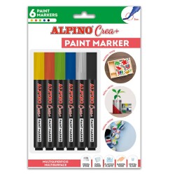 Alpino Crea+ Paint Marker Tüm Yüzeyler İçin Boyama Markörü 6 Renk - 1