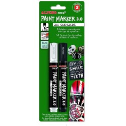 Alpino Crea+ Paint Marker Tüm Yüzeyler İçin Boyama Markörü Siyah-Beyaz 2'li Blister - 1