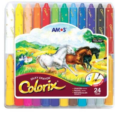 Amos Colorix Silky Crayon Üçü Bir Arada Boya 24 Renk - 1