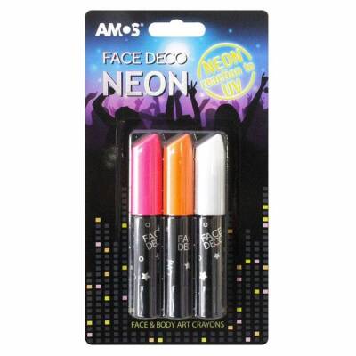 Amos Face Deco Neon Gece Parlayan Yüz Boyası 3 Renk - 1