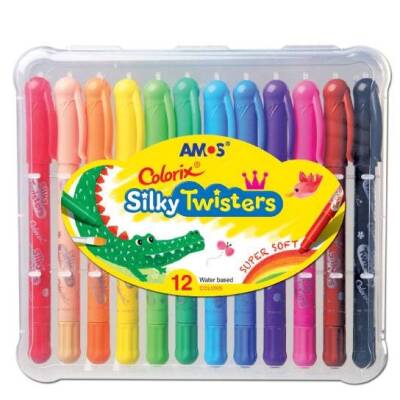 Amos Silky Twisters Üçü Bir Arada Jel Tipi Mum Boya 12 Renk - 1