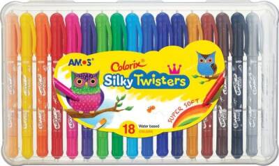 Amos Silky Twisters Üçü Bir Arada Jel Tipi Mum Boya 18 Renk - 1