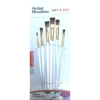 Art & Art 6'lı Düz Fırça Seti (Şeffaf Akrilik Saplı) - 1
