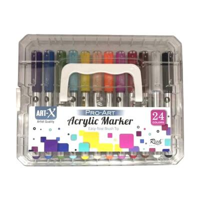 Art-X Pro-Art Fırça Uçlu Akrilik Marker 24 Renk Kristal Kutu - 1