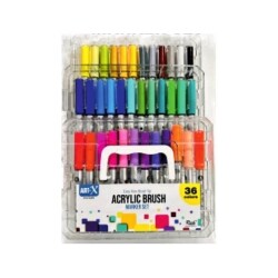 Art-X Pro-Art Fırça Uçlu Akrilik Marker 36 Renk Kristal Kutu - 1