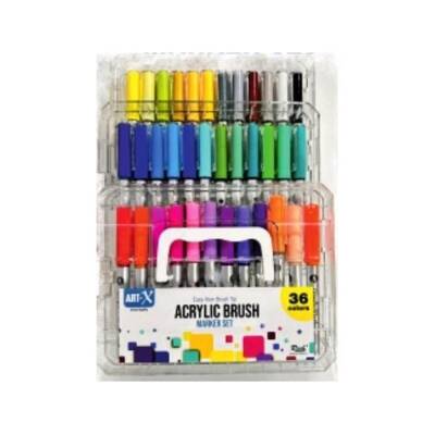 Art-X Pro-Art Fırça Uçlu Akrilik Marker 36 Renk Kristal Kutu - 1