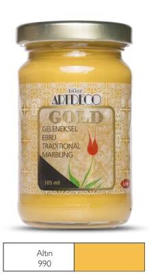 Artdeco Gold Geleneksel Ebru Boyası 105ml Metalik Altın 990 S.3 - 1