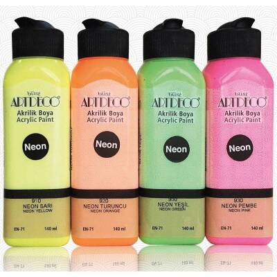 Artdeco Neon Akrilik Boya 140 ml x 4 Fosforlu Renk - 1