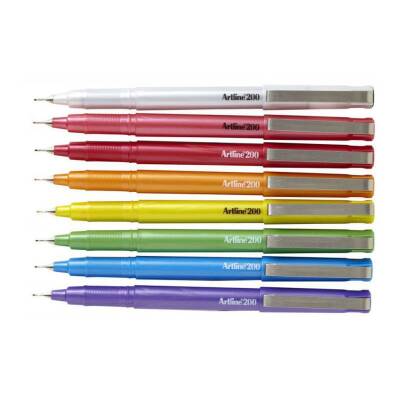 Artline 200CC Parlak Mürekkepli 0.4mm Fineliner Kalem 8 RENK SET - 1