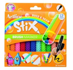Artline Stix Brush Marker 12 Renk Esnek Uçlu Keçeli Kalem - 1