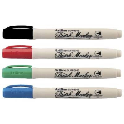 Artline Supreme Brush Marker Fırça Uçlu Kalem 4 Temel Renk - 1