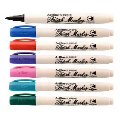 Artline Supreme Brush Marker Fırça Uçlu Kalem 7 Renk Set - 1