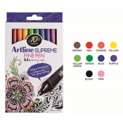 Artline Supreme Fine Pen 0.4 mm Keçe Uçlu Kalem 10 Renk Set - 1