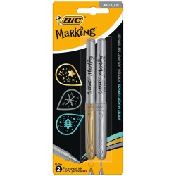 Bic Intensity Permanent Marker Metalik Altın-Gümüş 2'li Blister - 1