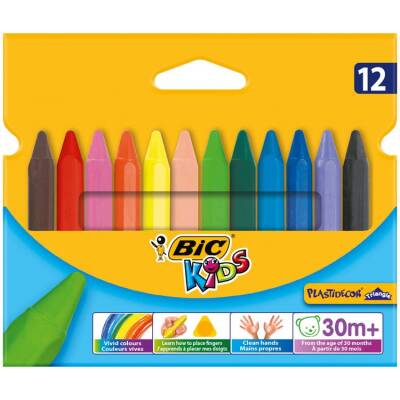 Bic Kids Plastidecor Triangle Elleri Kirletmeyen Üçgen Jumbo Mum Pastel Boya 12 Renk - 1