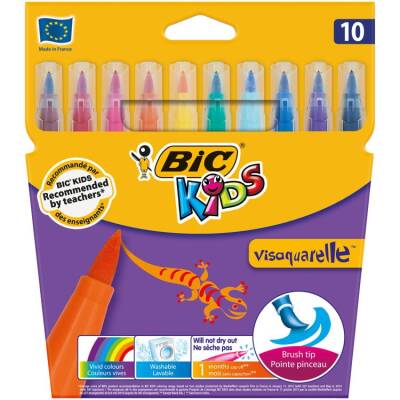 Bic Kids Visaquarelle Fırça Uçlu Keçeli Boya Kalemi 10 Renk - 1