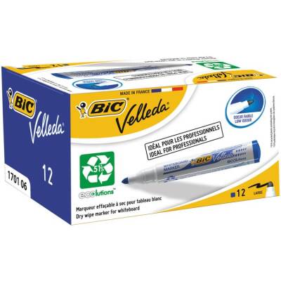 Bic Velleda 1701 Beyaz Tahta Kalemi Mavi 12'li Kutu - 1