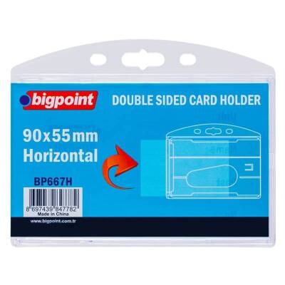 Bigpoint Çift Taraflı Kart Kabı Yatay Şeffaf 90x55mm 5'li Paket - 1
