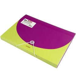 Bigpoint Pop Körüklü Dosya 13 Cepli A4 Mor/Yeşil - Bigpoint