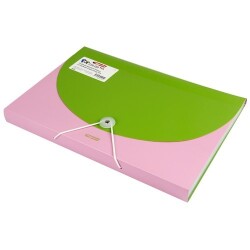 Bigpoint Pop Körüklü Dosya 13 Cepli A4 Yeşil/Pembe - Bigpoint