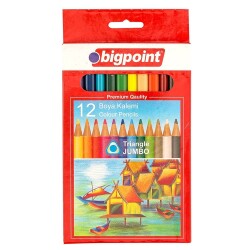 Bigpoint Üçgen Jumbo Premium Kuru Boya Kalemi 12 Renk - 1