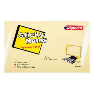 Bigpoint Yapışkanlı Not Kağıdı 75x125mm Sarı - 1