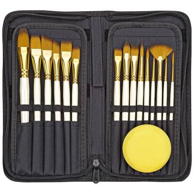 Brons Çantalı Fırça Seti 15'li BR-1102 - 1