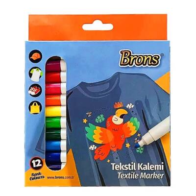 Brons Tekstil Marker Kumaş Boyama Kalemi 12 Renk - 1