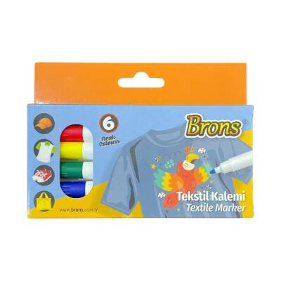 Brons Tekstil Marker Kumaş Boyama Kalemi 6 Renk - 1