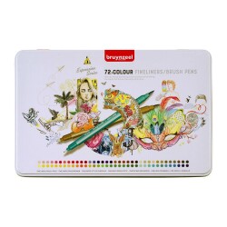 Bruynzeel Fineliner / Brush Pen Çift Taraflı Kalem Seti 72 Renk - Bruynzeel