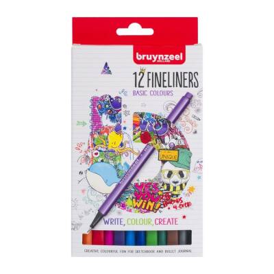 Bruynzeel Fineliner 0.4 mm 12 Renk Basic - 1