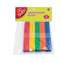 Bubu Eğlenceli Çubuklar Renkli 11,5x1 cm 40'lı (Dondurma Çubuğu) - 1