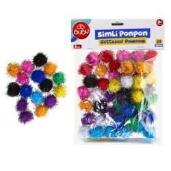 Bubu Simli Ponpon 3 cm 25'li Paket - 1