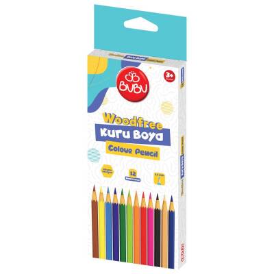 Bubu Woodfree Kuru Boya Kalemi 12 Renk Tam Boy - 1