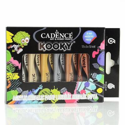 Cadence Kooky Metalik Akrilik Boya 6 Renk x 15 ml. - 1