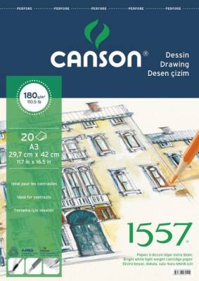 Canson 1557 Dessin Resim Ve Çizim Blok 180 gr. Spiralli A3 20 Sayfa - 1