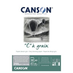 Canson Ca Grain Gri Renkli Çizim Defteri 250 gr. A3 30 yp. - 1