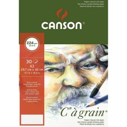 Canson Ca Grain İnce Dokulu Eskiz Blok 224 gr. A3 30 Sayfa - 1